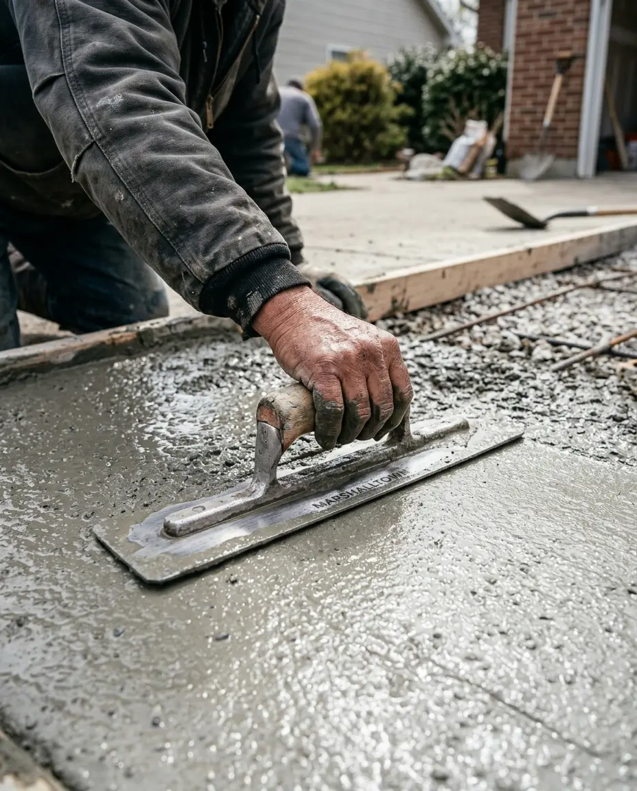 Belmont Concrete crew finishing a fresh pour