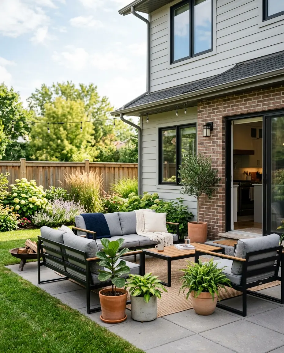 Custom backyard concrete patio